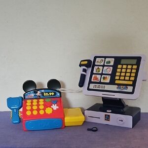 Kids Toy Cash Register Set with Blue, Red, Yellow and Black Colors